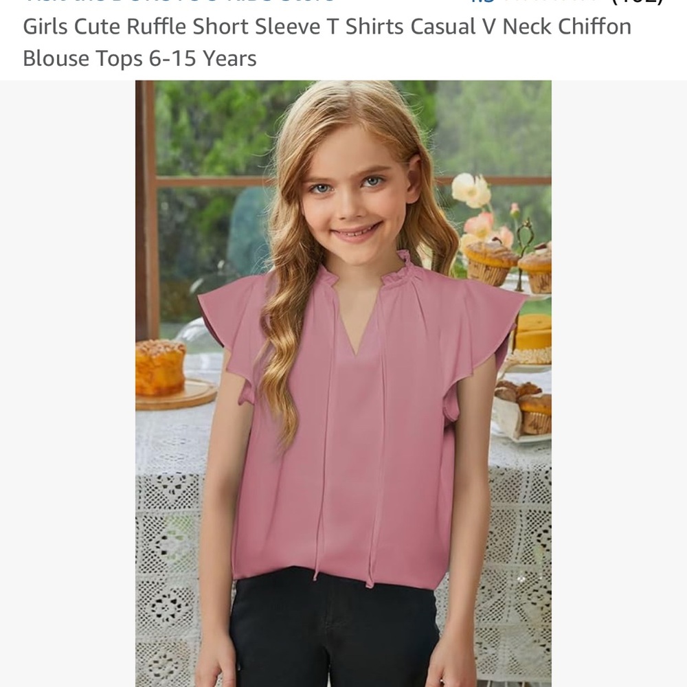 Girl’s ruffle shirt sleeve pink shirt